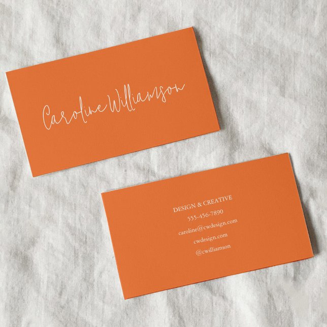 Modern minimal Orange för skript Namn är unik Visitkort (Skapare uppladdad)