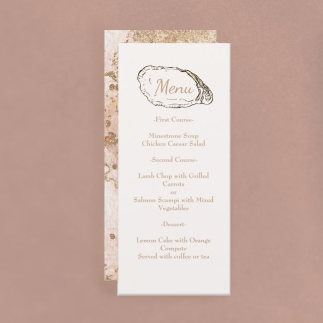 Modern Minimal Oyster Pearl Beach Wedding Meny (Skapare uppladdad)