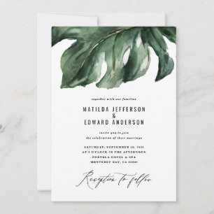 Modern minimal palmbladslövbröllop meddelande