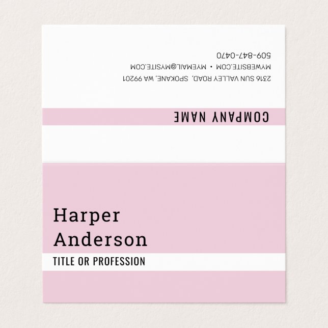 Modern minimal Pastel-Affärskort för Rosa Visitkort (Utsida ovikt)