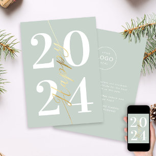 Modern Minimal Pastel Guld Gott nytt år Business Julkort