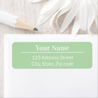 Modern Minimal Pastel Light Green Name Address Returadress Etikett