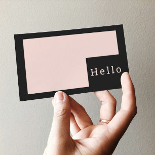 Modern minimal Pastel Rosa & Black Hej Business Visitkort