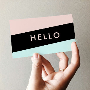 Modern minimal Pastel-Rosa och moderns "Hej" Visitkort