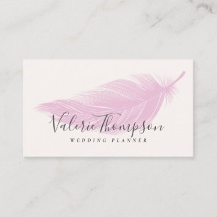 Modern minimal pastellfjäder för rosa elegant boho visitkort