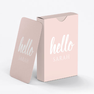 Modern minimal pastellRosa Hej och du Namn Casinokort