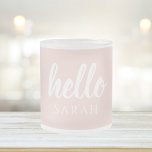 Modern minimal pastellRosa Hej och du Namn Frostad Glasmugg<br><div class="desc">Modern minimal pastellRosa Hej och du Namn</div>