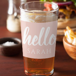 Modern minimal pastellRosa Hej och du Namn Glaskopp