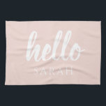 Modern minimal pastellRosa Hej och du Namn Kökshandduk<br><div class="desc">Modern minimal pastellRosa Hej och du Namn</div>
