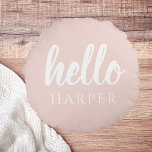 Modern minimal pastellRosa Hej och du Namn Rund Kudde<br><div class="desc">Modern minimal pastellRosa Hej och du Namn</div>