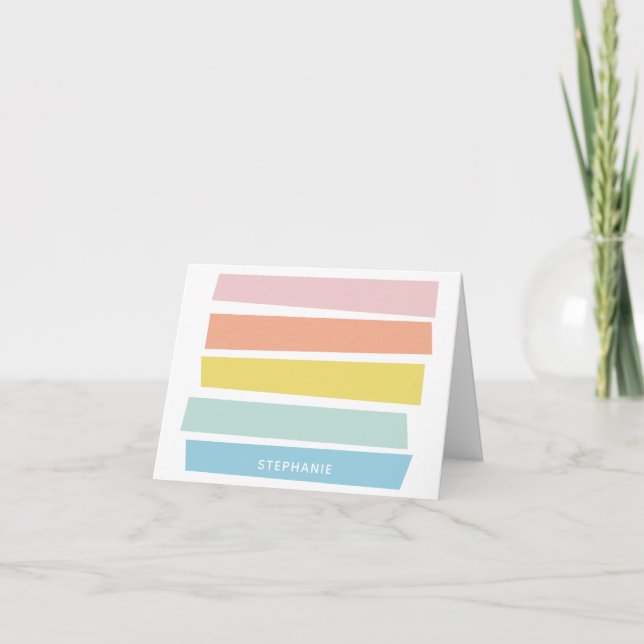 Modern minimal pastellstrimlad Personlig Anteckningskort (Framsida)