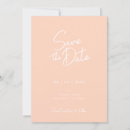 Modern Minimal Peach Script Photo Bröllop Spara Spara Datumet