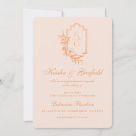 Modern Minimal | Peachy & Blush Bröllop Inbjudningar