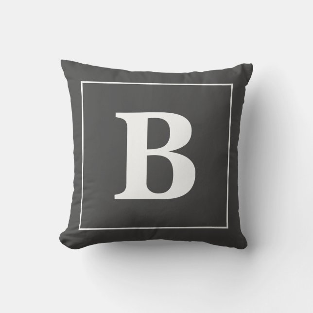 Modern Minimal Personlig Monogram Ram Kudde (Framsida)