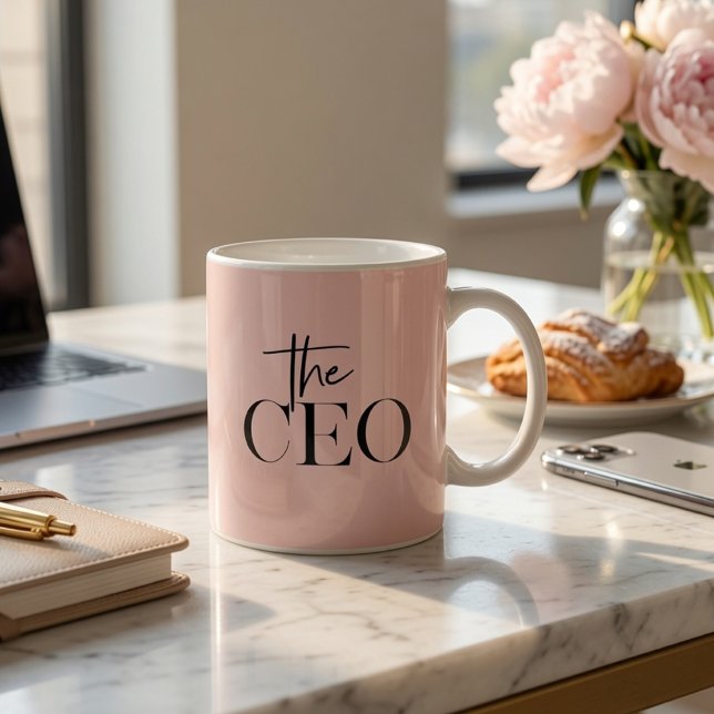 Modern Minimal Personlig VD Rosa Kaffemugg (Skapare uppladdad)