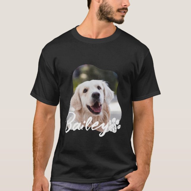 Modern minimal Pet Namn och Photo Typografi T Shirt (Framsida)
