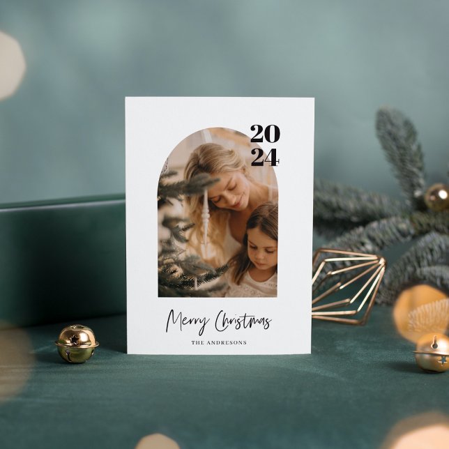 Modern Minimal Photo Arch God jul Inbjudningar (Skapare uppladdad)