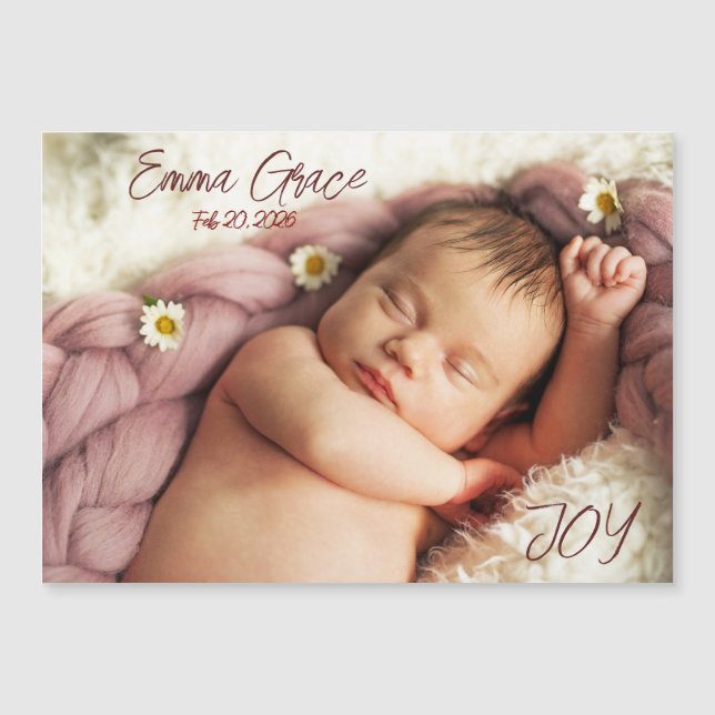 Modern Minimal Photo Birth Announcement Magnet (Framsida)