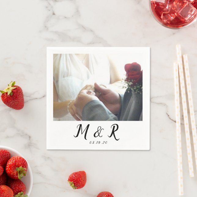 Modern Minimal Photo Bröllop Logotyp Pappersservett (Insitu)
