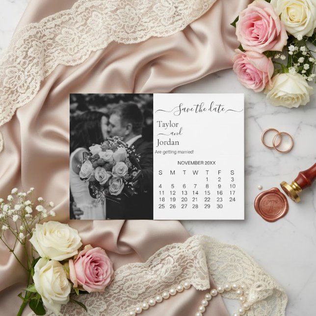 Modern Minimal Photo Calendar Save the Date Card  (Skapare uppladdad)