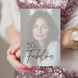 Modern Minimal Photo Fifty & Fabulous Birthday Inbjudningar