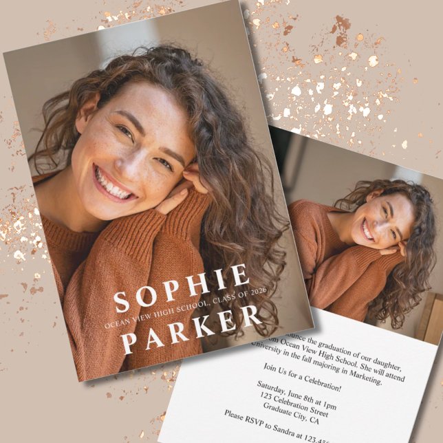 Modern Minimal Photo Graduation Announcement Inbjudningar (Skapare uppladdad)