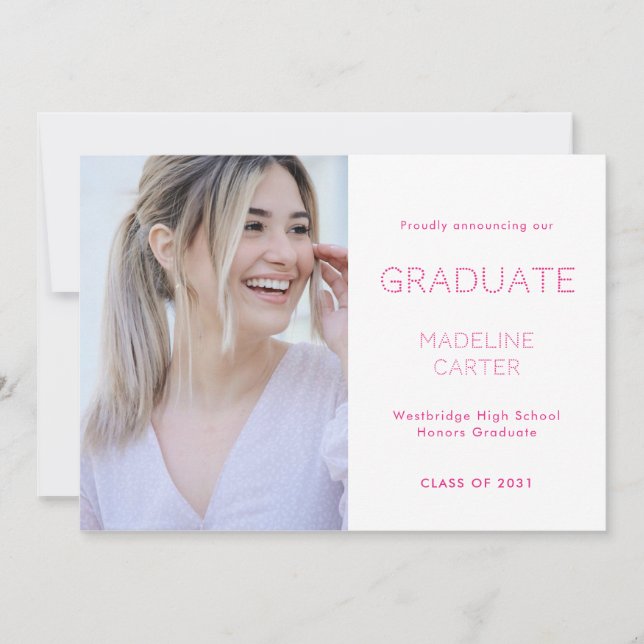 Modern Minimal Photo Graduation Announcement Meddelande (Framsida)