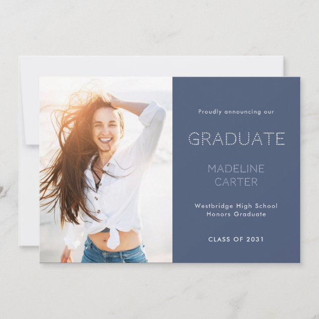 Modern Minimal Photo Graduation Announcement Meddelande (Framsida)