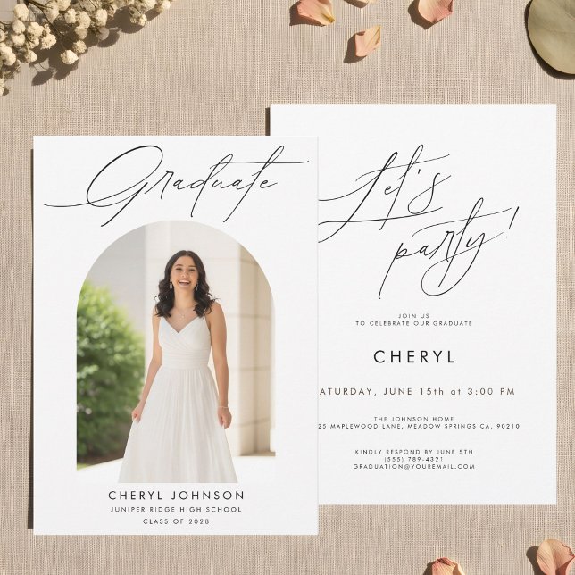 Modern Minimal Photo Graduation Party Invitation Inbjudningar (Skapare uppladdad)