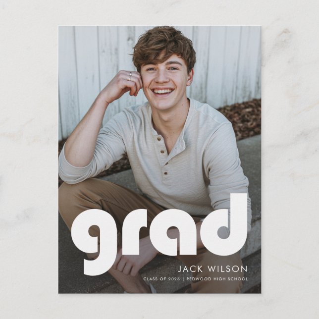 Modern Minimal Photo Graduation Party Invitation Vykort (Framsida)