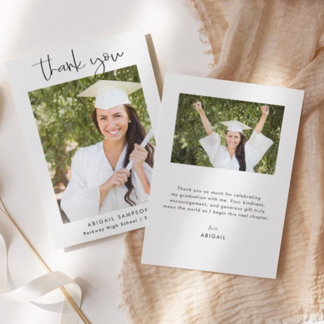 Modern Minimal Photo Graduation Thank You Card Tack Kort (Skapare uppladdad)