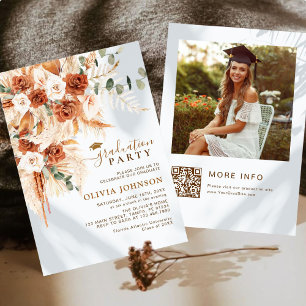 Modern Minimal Photo Studenten QR-kod Inbjudningar