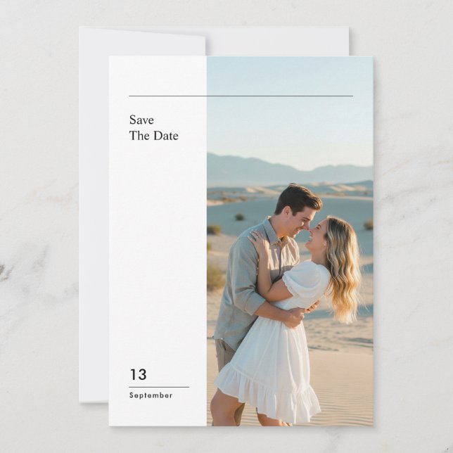 Modern Minimal Photo Wedding Save The Date Inbjudningar (Framsida)