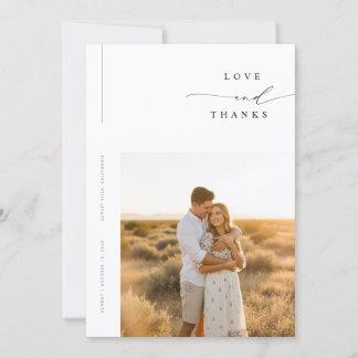 Modern Minimal Photo Wedding Thank You Card W Note Tack Kort