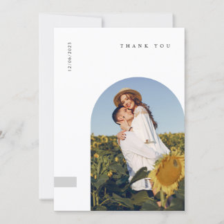 Modern Minimal Photo Wedding Thank You Card W Note Tack Kort
