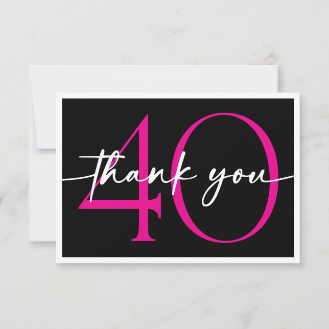 Modern Minimal Pink Forty Fabulous Script Birthday Tack Kort (Framsida)