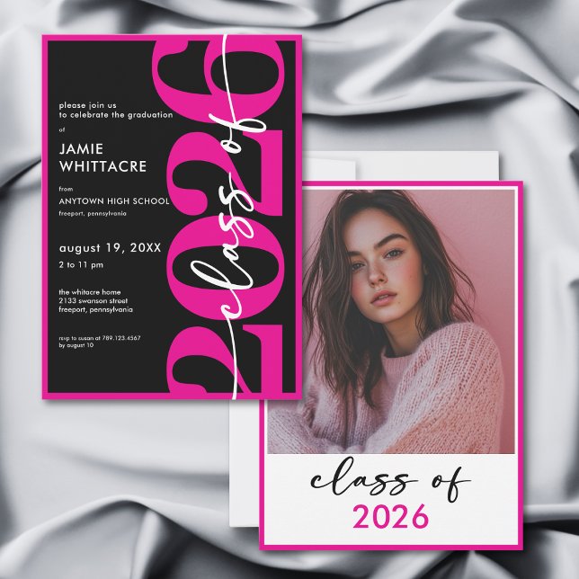 Modern Minimal Pink Typography Graduation Party Inbjudningar (Modern Minimal Pink Typography Graduation Party Invitation)