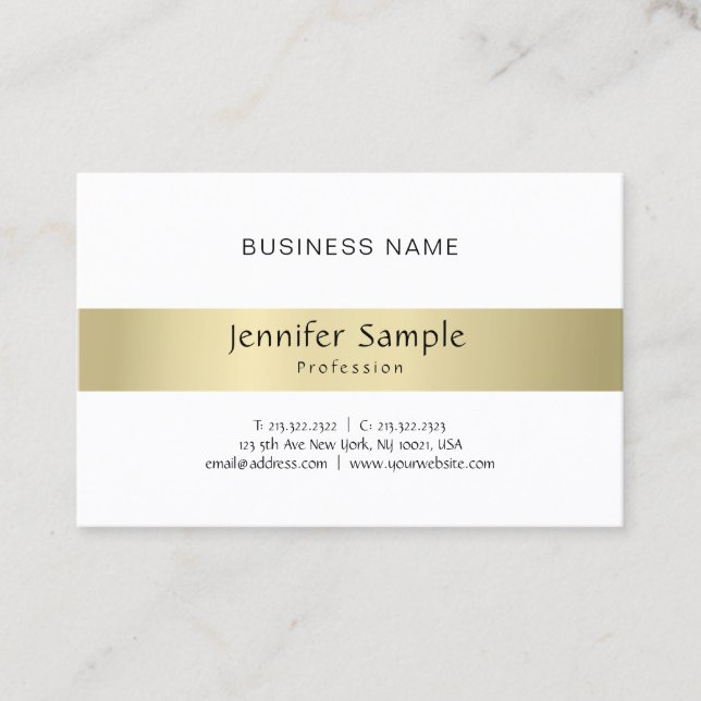 Modern Minimal Plain Professionell Elegant Guld Visitkort (Framsida)