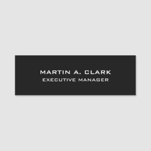 Modern minimal, platt Elegant, svart och vit Namnbricka