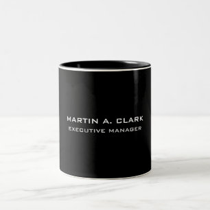 Modern minimal, platt Elegant, svart och vit Två-Tonad Mugg