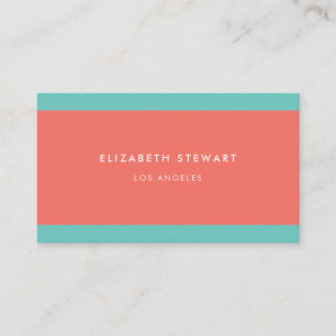 Modern minimal Professionell Coral Red och Aqua Visitkort