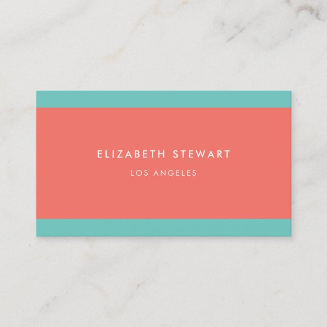 Modern minimal Professionell Coral Red och Aqua Visitkort (Framsida)