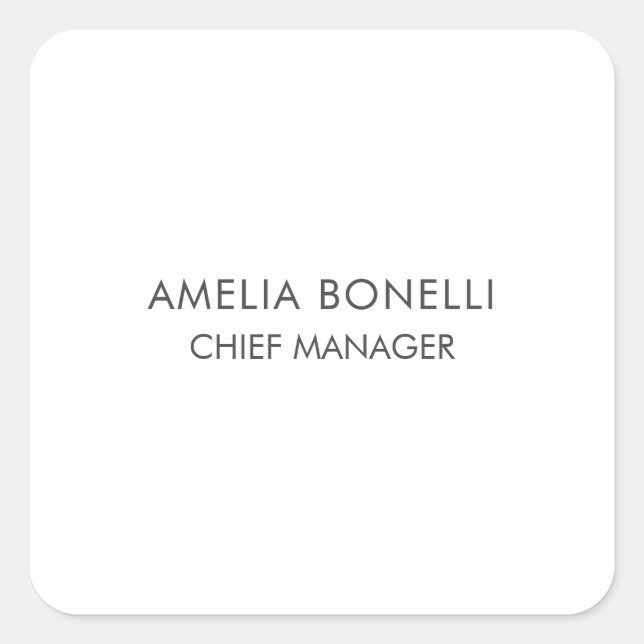 Modern minimal Professionell enkel Fyrkantigt Klistermärke (Framsida)