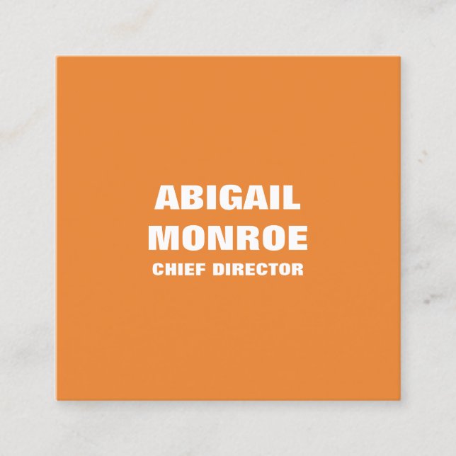 Modern minimal Professionell - Orange vit Fyrkantigt Visitkort (Framsida)