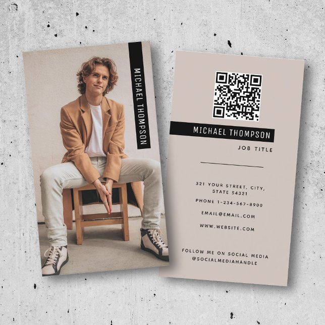 Modern Minimal Professionell Photography Beige Visitkort (Modern Minimal Professional Photography Beige Business Card)