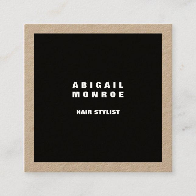 Modern, minimal Professionell, svart Fyrkantigt Visitkort (Framsida)