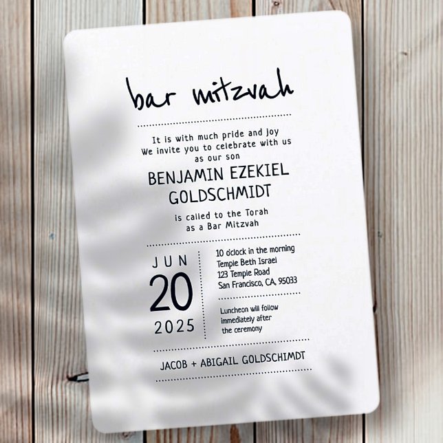Modern + minimal Pub Mitzvah Inbjudningar (Skapare uppladdad)