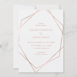 Modern, minimal, pur, vit, rosegold (imitat) inbjudningar