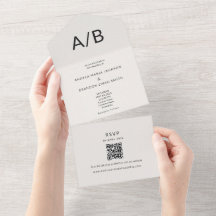 Modern Minimal QR Allt-i-ett Bröllopsinbjudan