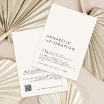 Modern Minimal QR-kod för Bröllop Inbjudningar<br><div class="desc">Modern enkel elegant enkel bröllop,  information och QR-kodinbjudan. En del av en modern samling.</div>